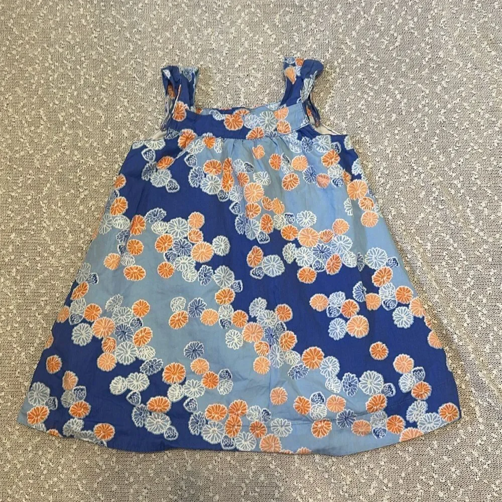 JANIE AND JACK Floral Blue and Orange Cotton Dress 12-18m 12m 18m